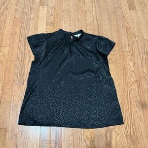 Nine West Black Satin Textured Blouse - Size Large